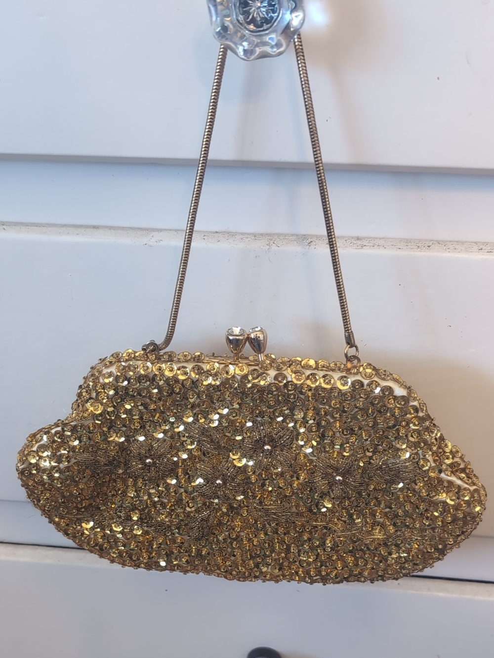 Gold Sequin Evening Clutch Handbag